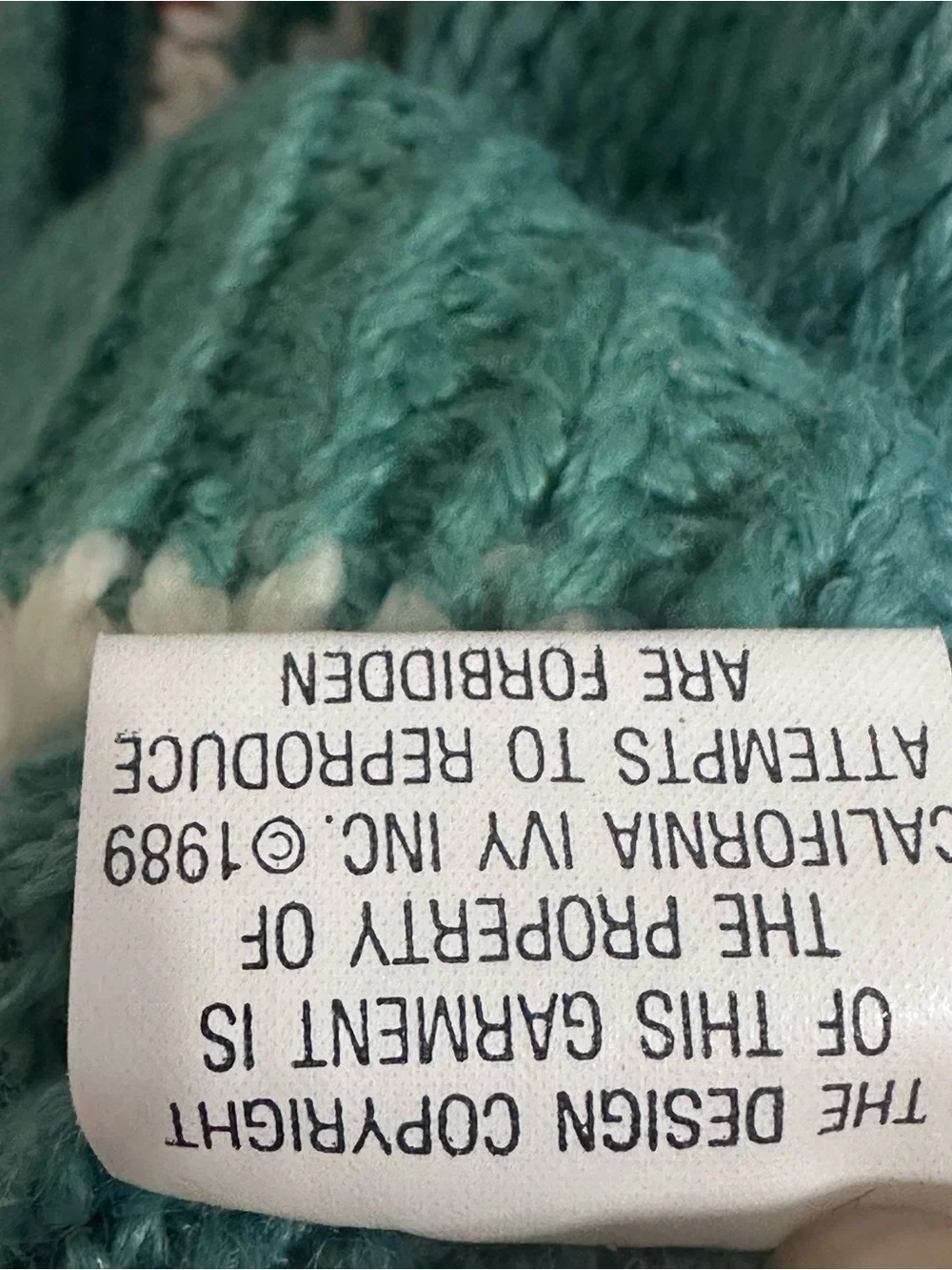 IVY Hand Knit Southwestern Fair Isle Cardigan Sweater M Teal Oversized Vintage - Picture 5 of 7